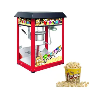 New product commercial Black top Red Body Square Popcorn maker corn processing with 8 oz capacity kettle for buffet restaurant