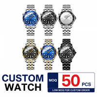 Montre à quartz pour homme BINBOND B2820 2820 personnalisée, bracelet en silicone et acier, aiguilles lumineuses, calendrier, étanche, montre de sport et d'affaires