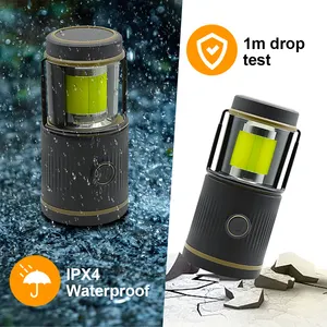 Waterproof Rechargeable 1500LM 4 Light Modes Power Bank IPX4 Waterproof LED Solar Led Camping Light Usb Rechargeable