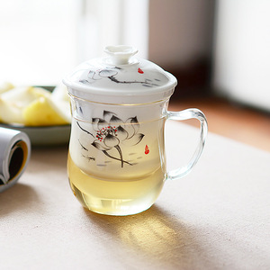 Taza para infusiones de vidrio de borosilicato, fabricante de <span class=keywords><strong>fuentes</strong></span>, con filtro de cerámica y tapa de cerámica - Product Image 2
