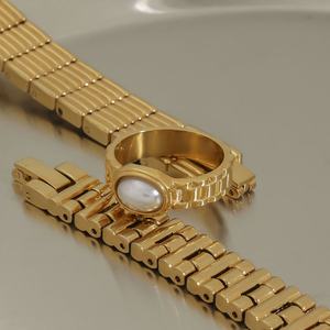 Bague Hip Hop tendance en acier inoxydable 316 plaqué or 14 carats avec perle en forme de pépite, tailles 6, 7, 8 pour hommes et femmes - Product Image 4