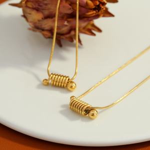 Collar de Espiral Versátil Chapado en Oro de 18K para Mujer, Cadena de Serpiente Redonda, Regalo Perfecto para Aniversario - Product Image 2