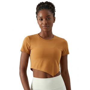 Premium Quality Women Cropped T Shirts Custom Logo Pure Cotton Slim <b>Crop</b> <b>Tops</b> Eco Friendly Breathable Casual Streetwear Letter - Product Image 2