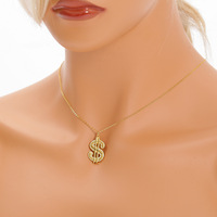 Collier tendance en argent S925 plaqué or avec signe dollar et zircon, pendentif argent sterling 925 en forme de signe dollar
