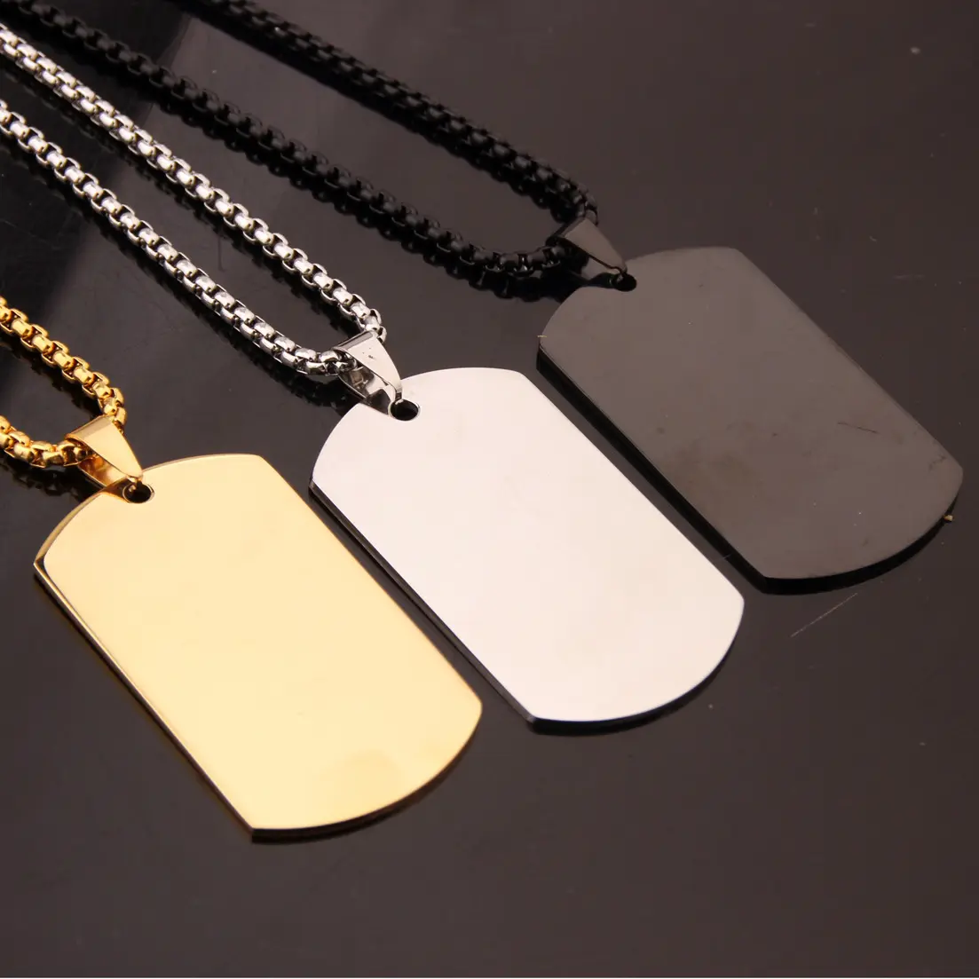 Stainless steel metal titanium steel army brand personalize dog tag with chain