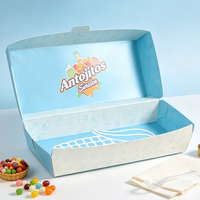 Caja rígida para hot dogs con logo personalizado impreso, al por mayor, lista para usar, contenedor de alimentos de papel kraft a prueba de grasa, precio de fabricante.
