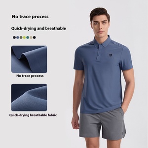 Kemeja Polo cepat kering untuk pria, kaos rajut merek besar kerah tinggi desain datar untuk Golf kerja kasual panjang pendek - Product Image 5