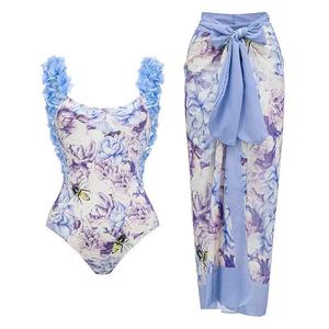 2025 <span class=keywords><strong>maillot</strong></span> <span class=keywords><strong>de</strong></span> <span class=keywords><strong>bain</strong></span> une pièce à imprimé floral tropical transfrontalier pour femmes Bikini à volants à haute élasticité avec logo à la <span class=keywords><strong>taille</strong></span> - Product Image 1