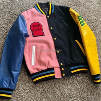 Chaqueta Varsity Personalizada para Hombre, Estilo Letterman, con Parches de Béisbol, Bordado, Mangas en Contraste, Botones a Presión, Ropa Urbana, Venta al Por Mayor