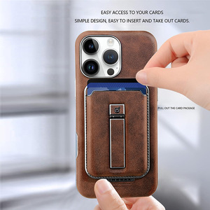 Kinh Doanh Da Có Thể Tháo Rời Trường Hợp Đối Với <span class=keywords><strong>iPhone</strong></span> 16 Pro Max Từ Da Ví Matte Mạ Điện Trường Hợp Điện Thoại Với Khe Cắm Thẻ Nhớ - Product Image 3