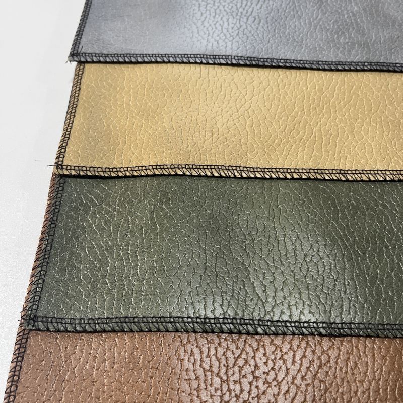 Waterproof Embossed Antique Furniture Upholstery Fabric 100% Polyester Breathable Synthetic PU Leather Knitted Technique
