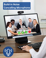 Webcam USB Full HD avec microphone intégré à réduction de bruit, capteur CMOS, trépied rotatif, 1080P, 83° grand angle, couvercle de confidentialité pour PC