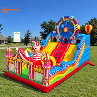 Aire de jeux gonflable extérieure Ceyu, grande piscine à balles, zone de jeux avec mur en filet de cordes, tunnel, parcours de tubes, château gonflable pour enfants