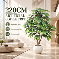 Grand arbre artificiel de caféier à fruits rouges, emballage PE KD, ignifuge, résistant aux UV, écologique, pour aménagement paysager, vente en gros, 220 cm, FUHUI