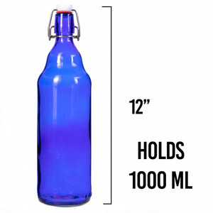 Bouteilles en verre bleu de <span class=keywords><strong>33</strong></span> oz avec bouchon à bascule/bouchon à clapet hermétique, taille quart de gallon - pour les boissons alcoolisées, la brasserie artisanale, y compris la <span class=keywords><strong>bière</strong></span> - Product Image 6