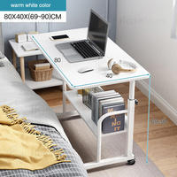 Table de chevet pliante pour chambre à coucher, bureau réglable en hauteur avec roulettes, table pour ordinateur portable pliable