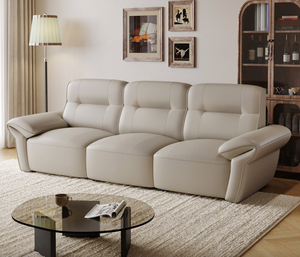 Divano Moderno Minimalista in Ecopelle a Quattro Posti per Soggiorno, Struttura in Legno Massello di Larice Russo, Ampio e Pieghevole - Product Image 1
