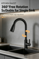 Robinet de cuisine moderne en acier inoxydable avec douchette extractible pour projets de logement locatif à petit budget