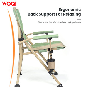 Chaise de camping pliable en aluminium Woqi, couleur vert matcha, tissu Oxford, pour jardin et terrasse - Product Image 4