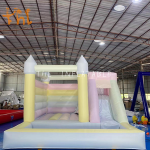 Château sautant Combo Commercial Bounce House Château gonflable <span class=keywords><strong>de</strong></span> couleur arc-en-ciel pastel avec nuage - Product Image 3