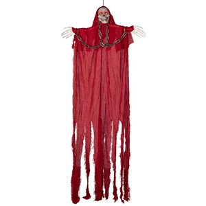 Fantasma colgante de Halloween, cadena roja aterradora, sonido luminoso, accesorios de fantasma para decoraciones de fiesta de casa embrujada - Product Image 1