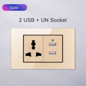American Standard <b>Wall</b> <b>Socket</b> and Switch with <b>USB</b>/Type-C Touch Panel Glass Material 16A 118 Household Power <b>Socket</b> - Product Image 6