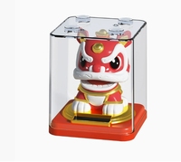 Lion dansant solaire à tête oscillante 8*8*9.9CM, fait à la main, en plastique, alimenté par énergie solaire, pour décoration de café, de voiture