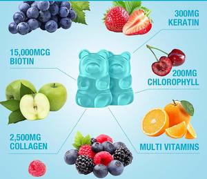 Compléments alimentaires personnalisés en forme, saveur et couleur, 60 unités, croissance des <span class=keywords><strong>cheveux</strong></span>, force des ongles, gommes à la biotine - Product Image 6
