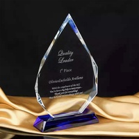 Trophée décoratif en verre cristal octogonal personnalisé Honor, technique de gravure laser sculptée, facettes K9, souvenir, cadeau