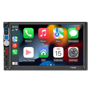 Bestree Pemutar Carplay Mobil, Pemutar Carplay Lampu Warna-warni, Tautan Cermin Android Daya Tinggi 60W 2 Din, Radio Mobil dengan BT, Stereo Bebas Genggam