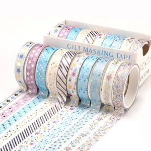 Özel Washi bant seti DIY dekor planlayıcısı Scrapbooking okul partisi baskı kağıt dekorasyon bant yapışkan