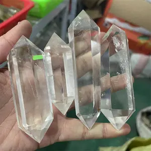 High Quality Crystal Wand Tower Spiritual Decor Stone Natural Transparent Clear Quartz Crystal Terminated Double Point For Gift