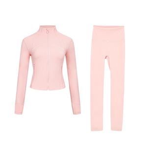 Set Giacca Corta Sportiva Traspirante Wintu 3XL con Cintura Elastica, Abbigliamento <span class=keywords><strong>Fitness</strong></span> con Logo, Cerniera Dorata, Motivo Tinta Unita, Abbigliamento Yoga - Product Image 5