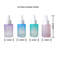 Flacon compte-gouttes en verre rond unique de 40 ml pour sérums capillaires cosmétiques à épaule plate, avec compte-gouttes pour les yeux de 30 ml