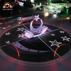 Luz LED para Exteriores con Diseño <span class=keywords><strong>de</strong></span> Luna y Estrella, Iluminación Personalizada con Motivo <span class=keywords><strong>de</strong></span> Estrella y Creciente Islámica para Proyectos Urbanos Turcos - Product Image 4