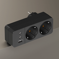 Adaptador de Enchufe Schuko Pheiyon con 2 Tomas de Corriente, 1 Puerto USB-A y 2 Puertos Tipo-C, 10A, IP20, Enchufe Compacto con Conexión a Tierra, Expansor Eléctrico para el Hogar
