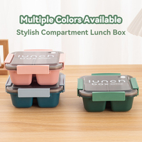 Mignon simple 0.8L 1.2L 3 compartiments pâtes riz stockage des aliments micro-ondes plastique boîte à lunch enfants adulte boîte à bento pour bureau école