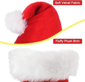 Özel sıcak siyah mavi kırmızı yeşil kış Santa şapka baskı nakış logosu toptan noel şapka kap Pom-pom