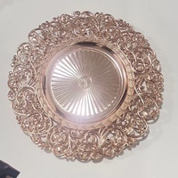 Assiettes rondes dorées en plastique de luxe, écologiques, de style européen vintage, à motifs floraux peints à la main, sans danger pour les aliments, durables