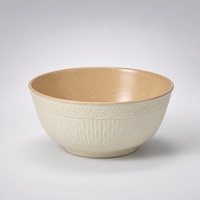 Bol à riz en porcelaine fine 45% Bone China, 4,3 pouces, extérieur blanc crème avec intérieur kaki, motif en relief, bol en céramique
