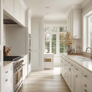 Meubles de cuisine européens modernes et simples sur mesure, armoires de cuisine haut de gamme en bois pour villas - Product Image 5