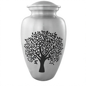 Urnas de cremación de aluminio de árbol de la vida para cenizas humanas Bolsa de terciopelo gratis - Product Image 1