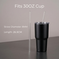 Paille en verre transparente de 30 cm, diamètre 8 mm, tube courbé, écologique, portable, pour gobelet de voiture 30OZ/40OZ, en acier inoxydable Lfgb