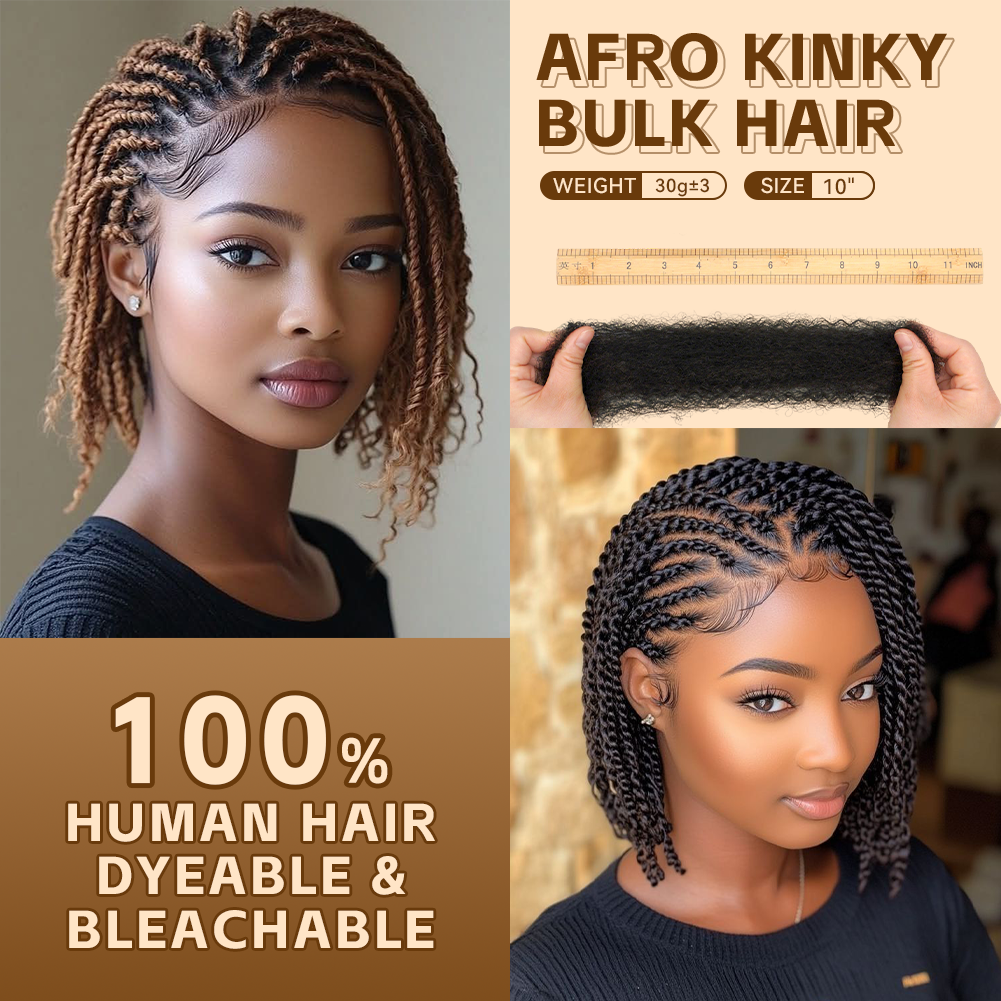 KAMA Original Brazilian Human Hair Afro Kinky Curly Human Hair Extensions in Bulk for Dreadlocks Extensions Sister Locs Detail Section 2