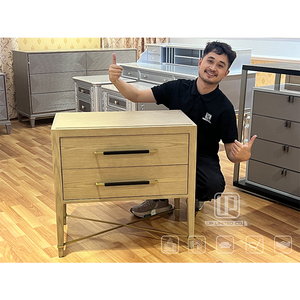 Table de chevet jaune personnalisée en bois massif, armoire de chevet large et spacieuse pour chambre à coucher - Product Image 2