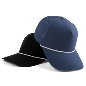 Custom Rubber Patch Logo 5 Panel Baseball Cap <b>Waterproof</b> Quick Dry Laser Cut Perforated Unisex Golf Outdoor <b>Hat</b> - Product Image 3