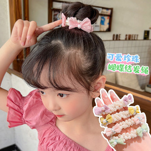 Élastiques à cheveux en perles pour enfants, super mignons, pour nouer un <span class=keywords><strong>chignon</strong></span>, avec un nœud <span class=keywords><strong>papillon</strong></span>, accessoire - Product Image 2