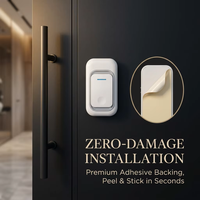 LUCKARM Sonnette sans fil blanche moderne certifiée CE, kit de carillon intelligent à brancher pour hôtels/villas