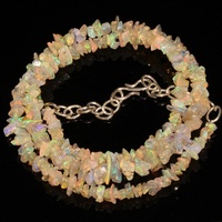 Collar de Plata con Cuentas de Ópalo Etíope, Gema Natural de Piedra Auténtica, Cadena de Eslabones Chapada en Oro Rosa, Regalo Moderno para Fiesta de Compromiso