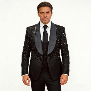 Abito da uomo su misura fatto a mano in stile italiano, <span class=keywords><strong>taglie</strong></span> forti, 3 pezzi: giacca, gilet e pantaloni, monopetto, formale, per matrimonio - Product Image 1